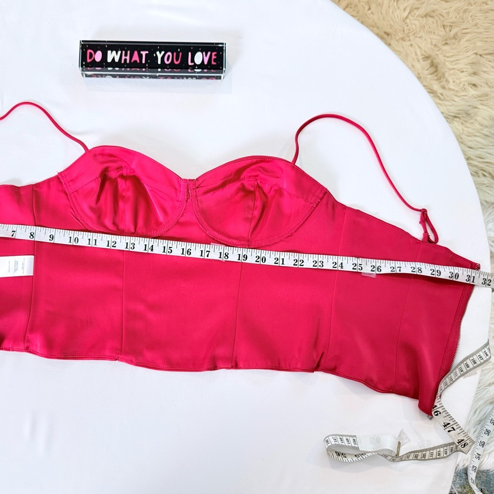 NWT Jason Wu Fuchsia Satin 2 Piece Set Blouse & Bustier M BarbieCore FrenchChic - Picture 11 of 16